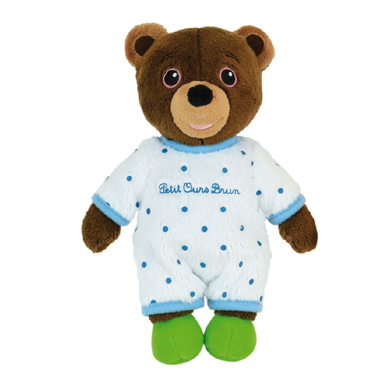  petit ours brun peluche pyjama blanc 18 cm 